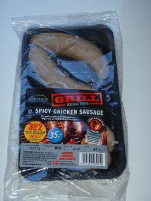Bilde av Solvinge spicy chicken sausage.