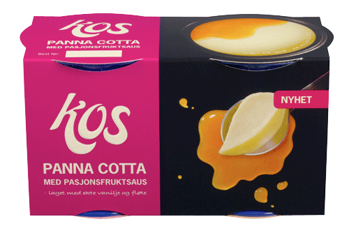 Bilde av Fjordland KOS pannacotta med pasjonsfruktsaus. Bilde av Fjordland KOS pannacotta med pasjonsfruktsaus.