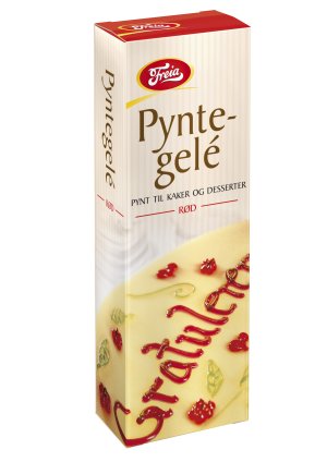 Bilde av Freia rød pyntegele. Bilde av Freia rød pyntegele.