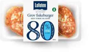 Prøv også Lofoten 80 prosent Grov Fiskeburger med torsk og hyse, wasabi, ingefær og chili.