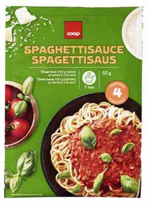 Prøv også Coop spaghettisaus tørr.