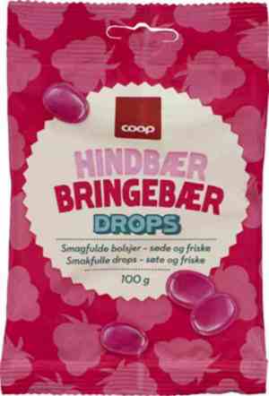 Prøv også Coop Bringebær drops 100gr.