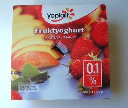 Bilde av Fjordland Yoplait 0,1 prosent Jordbær - mango.