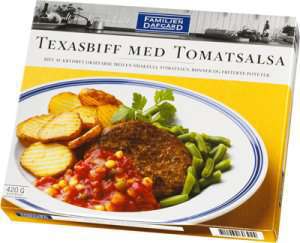 Bilde av Dafgård Texasbiff i tomatsaus. Bilde av Dafgård Texasbiff i tomatsaus.