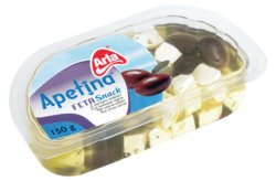 Bilde av Arla Apetina fetasnack med svarte oliven. Bilde av Arla Apetina fetasnack med svarte oliven.