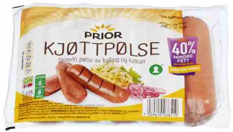Prøv også Prior kjøttpølse kylling og kalkun uten skinn 450 g.