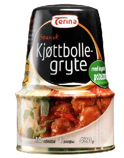 Bilde av Terina Spansk Kjøttbollegryte med krydret potetmos. Bilde av Terina Spansk Kjøttbollegryte med krydret potetmos.