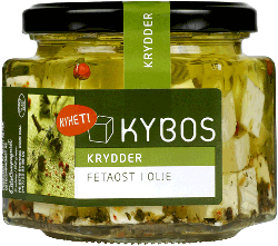 Bilde av KYBOS salatost i olje med krydder.