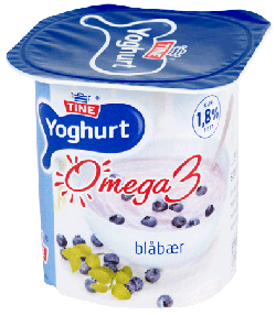 Bilde av Tine Yoghurt Omega 3 jordbær/rabarbra.