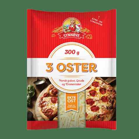 Bilde av Synnøve Revet 3 oster. Bilde av Synnøve Revet 3 oster.