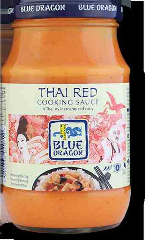 Bilde av Blue Dragon Thai Red Curry cooking saus. Bilde av Blue Dragon Thai Red Curry cooking saus.