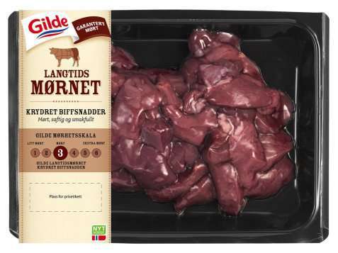 Bilde av Gilde Langtidsmørnet Biffsnadder. Bilde av Gilde Langtidsmørnet Biffsnadder.