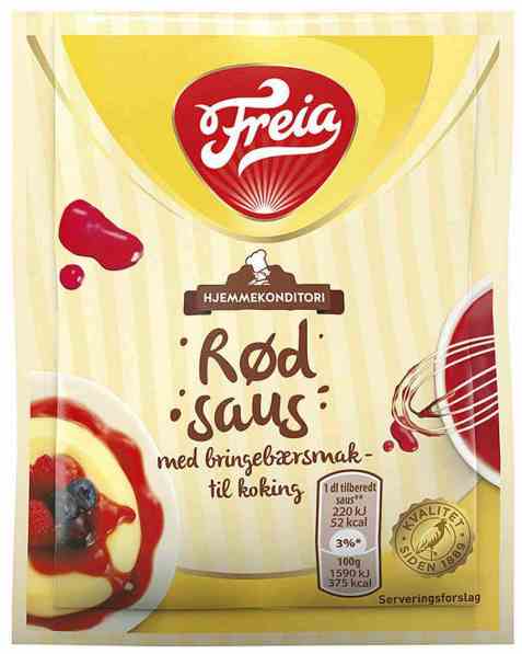 Bilde av Freia bringebærsaus koke. Bilde av Freia bringebærsaus koke.