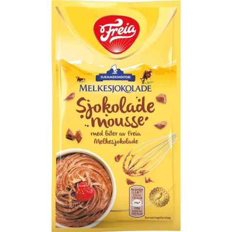 Bilde av Freia sjokolademousse med melkesjokoladebiter. Bilde av Freia sjokolademousse med melkesjokoladebiter.