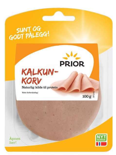 Bilde av Prior kalkunkorv naturell skivet. Bilde av Prior kalkunkorv naturell skivet.