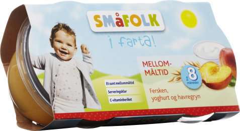 Bilde av Småfolk mellommåltid med fersken, yoghurt og havregryn. Bilde av Småfolk mellommåltid med fersken, yoghurt og havregryn.