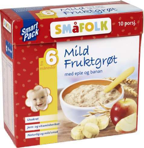 Bilde av Småfolk mild fruktgrøt med eple og banan. Bilde av Småfolk mild fruktgrøt med eple og banan.