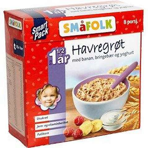 Bilde av Småfolk Havregrøt med banan, bringebær og yoghurt. Bilde av Småfolk Havregrøt med banan, bringebær og yoghurt.