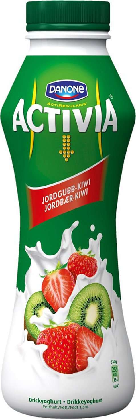 Bilde av Danone Activia drikkeyoghurt nøkkelhull med jordbær-kiwi.