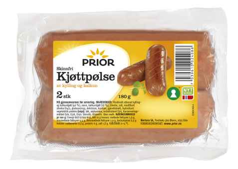 Bilde av Prior Kjøttpølse uten skinn 180 gr. Bilde av Prior Kjøttpølse uten skinn 180 gr.