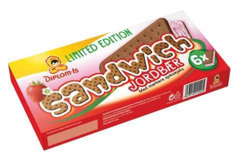 Bilde av Diplom-is Sandwich Jordbær. Bilde av Diplom-is Sandwich Jordbær.