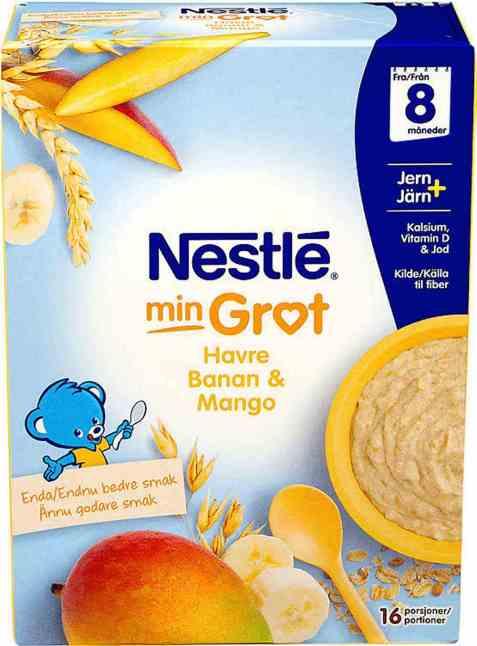 Bilde av Nestle Havregrøt med banan og mango, fra 8 mnd, pulver. Bilde av Nestle Havregrøt med banan og mango, fra 8 mnd, pulver.
