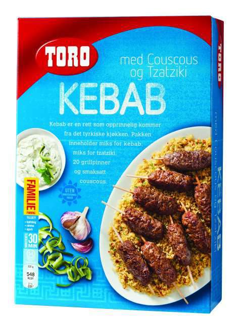 Bilde av Toro kebab med couscous og tzatziki. Bilde av Toro kebab med couscous og tzatziki.