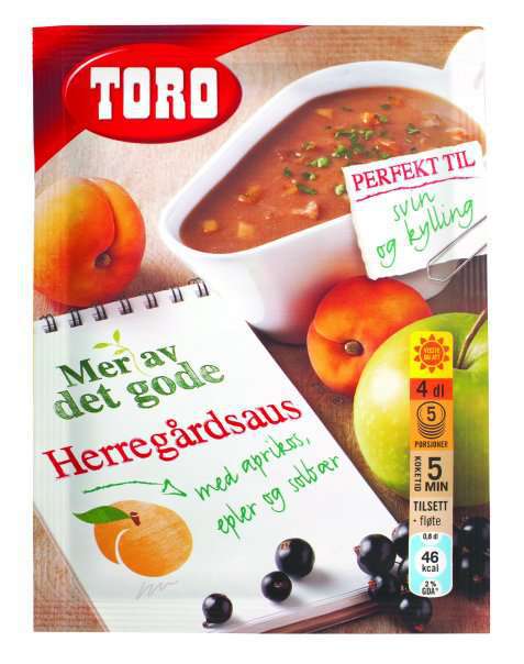 Bilde av Toro herregårdsaus med aprikos, eple og solbær. Bilde av Toro herregårdsaus med aprikos, eple og solbær.