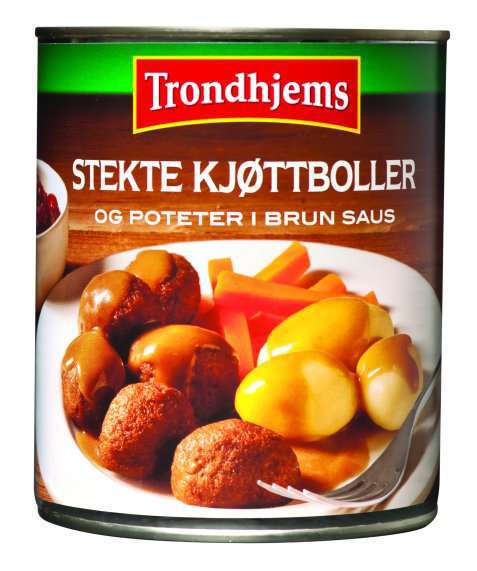 Bilde av Trondhjems Stekte kjøttboller og poteter i brun saus. Bilde av Trondhjems Stekte kjøttboller og poteter i brun saus.