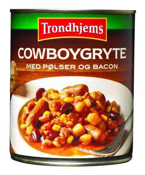 Bilde av Trondhjems Cowboygryte med pølser og bacon. Bilde av Trondhjems Cowboygryte med pølser og bacon.
