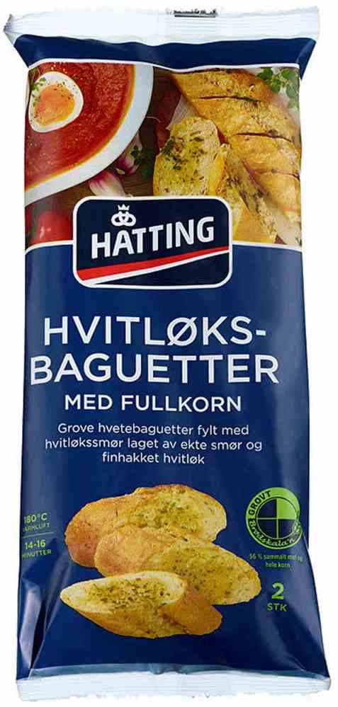 Bilde av Hatting Fullkorns hvitløksbaguette. Bilde av Hatting Fullkorns hvitløksbaguette.