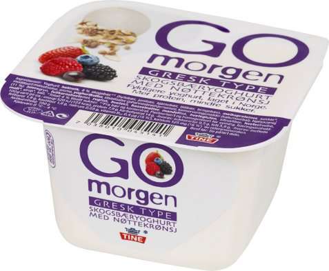 Bilde av Tine Go morgen Gresk type Skogsbæryoghurt med nøttekrønsj.