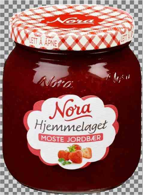 Bilde av Nora hjemmelaget moste jordbær. Bilde av Nora hjemmelaget moste jordbær.