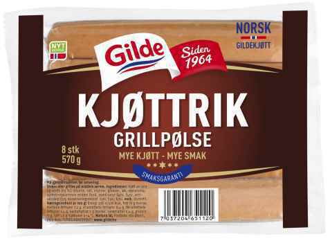 Bilde av Gilde kjøttrik grillpølse. Bilde av Gilde kjøttrik grillpølse.