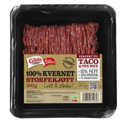 Bilde av Gilde 100 prosent Kvernet Storfekjøtt 10 prosent .. Bilde av Gilde 100 prosent Kvernet Storfekjøtt 10 prosent ..