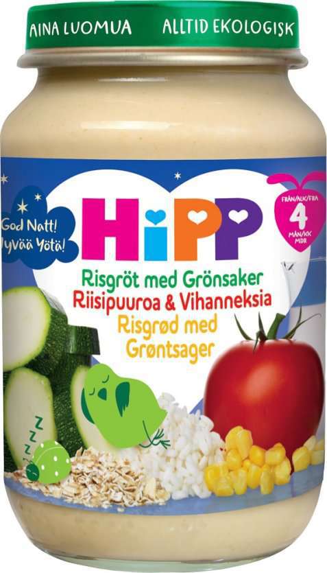 Bilde av Hipp God Natt! Risgrøt med grønnsaker. Bilde av Hipp God Natt! Risgrøt med grønnsaker.