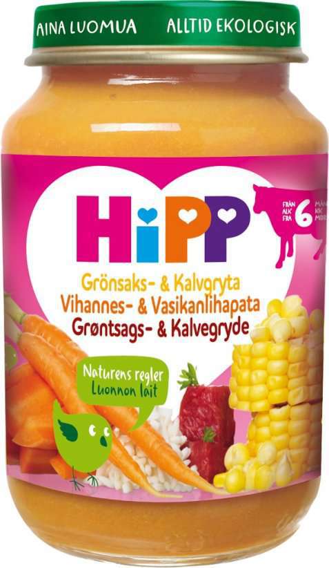 Bilde av Hipp Grønnsaks- og Kalvegryte 8 mnd.