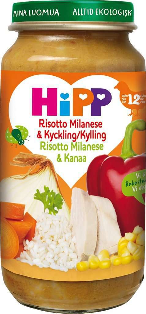 Bilde av Hipp Risotto Milanese & Kylling. Bilde av Hipp Risotto Milanese & Kylling.
