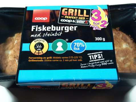 Bilde av Coop fiskeburger med steinbit. Bilde av Coop fiskeburger med steinbit.
