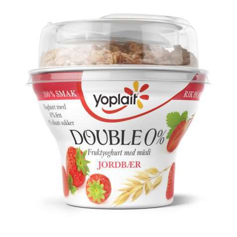 Bilde av Fjordland Yoplait Dobbel 0 prosent jordbær med musli. Bilde av Fjordland Yoplait Dobbel 0 prosent jordbær med musli.