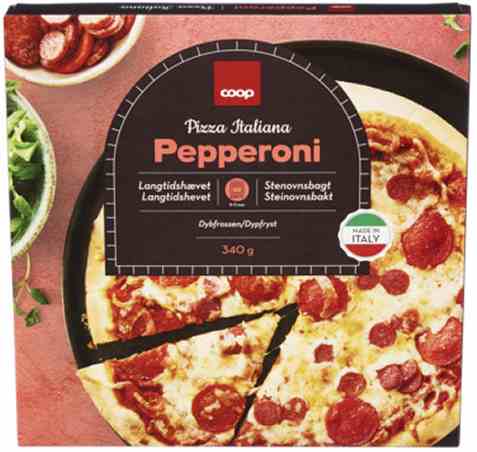 Bilde av Coop pepperoni pizza. Bilde av Coop pepperoni pizza.