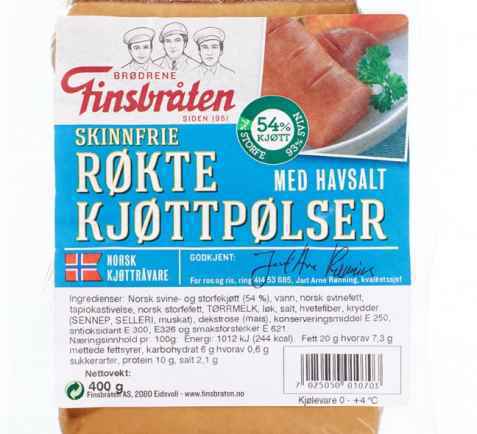 Bilde av Finsbråten røkte kjøttpølser med havsalt. Bilde av Finsbråten røkte kjøttpølser med havsalt.