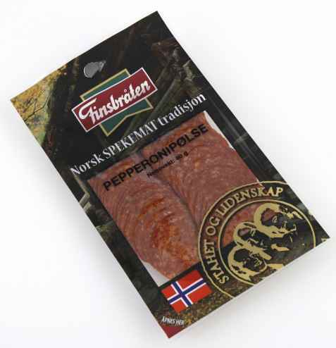 Bilde av Finsbråten pepperoni. Bilde av Finsbråten pepperoni.