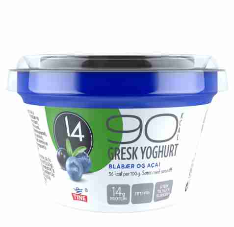 Bilde av Tine 14 Gresk Yoghurt Blåbær/Acai. Bilde av Tine 14 Gresk Yoghurt Blåbær/Acai.