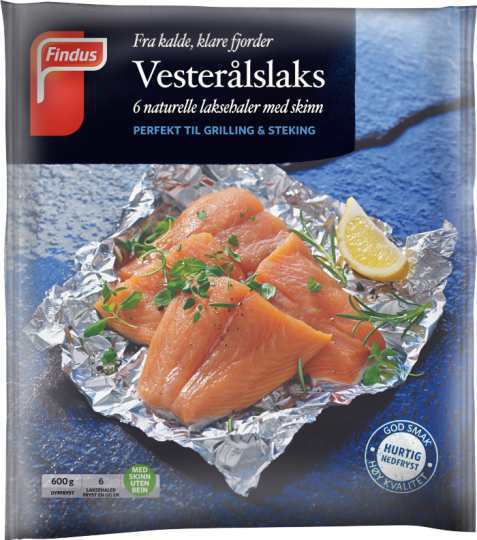 Bilde av Findus Vesterålslaks laksehaler med skinn. Bilde av Findus Vesterålslaks laksehaler med skinn.