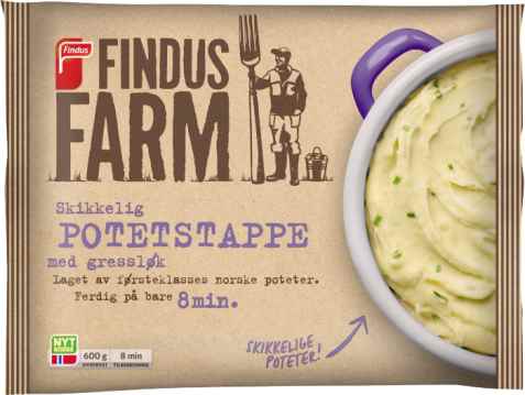 Bilde av Findus Farm Potetstappe med gressløk. Bilde av Findus Farm Potetstappe med gressløk.