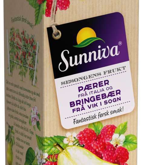 Bilde av Tine Sunniva Premium juice med Pære fra Italia og sesongens Solbær fra Hedmark.