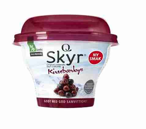 Bilde av Q skyr kirsebærkyss. Bilde av Q skyr kirsebærkyss.