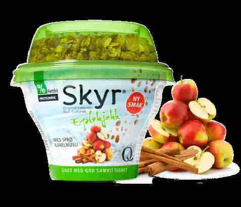 Bilde av Q skyr eplekjekk med musli. Bilde av Q skyr eplekjekk med musli.