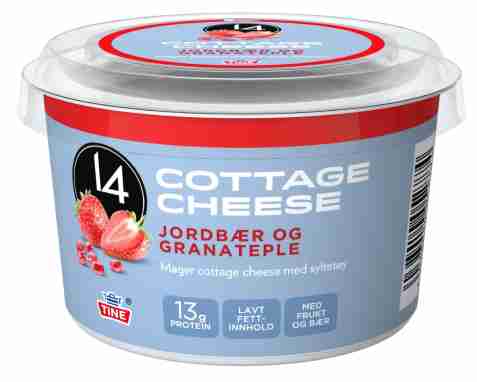 Bilde av Tine 14 Cottage Cheese Jordbær/granateple. Bilde av Tine 14 Cottage Cheese Jordbær/granateple.